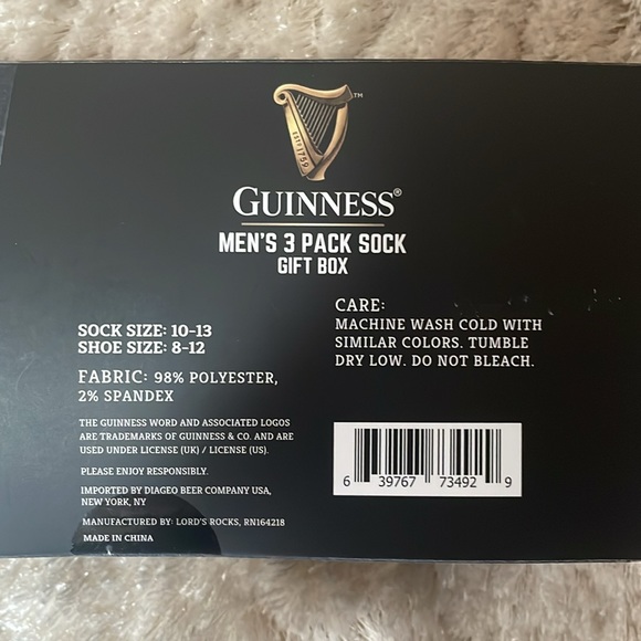 Guinness Men's Three Pack Sock Gift Box - Picture 5 of 12